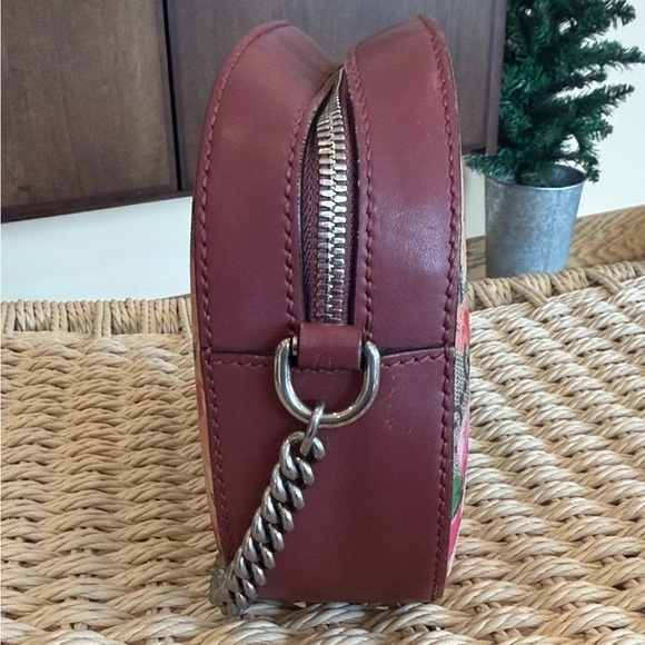 Gucci Pink Floral GG Supreme Leather & Canvas Crossbody Bag - Picture 5 of 13